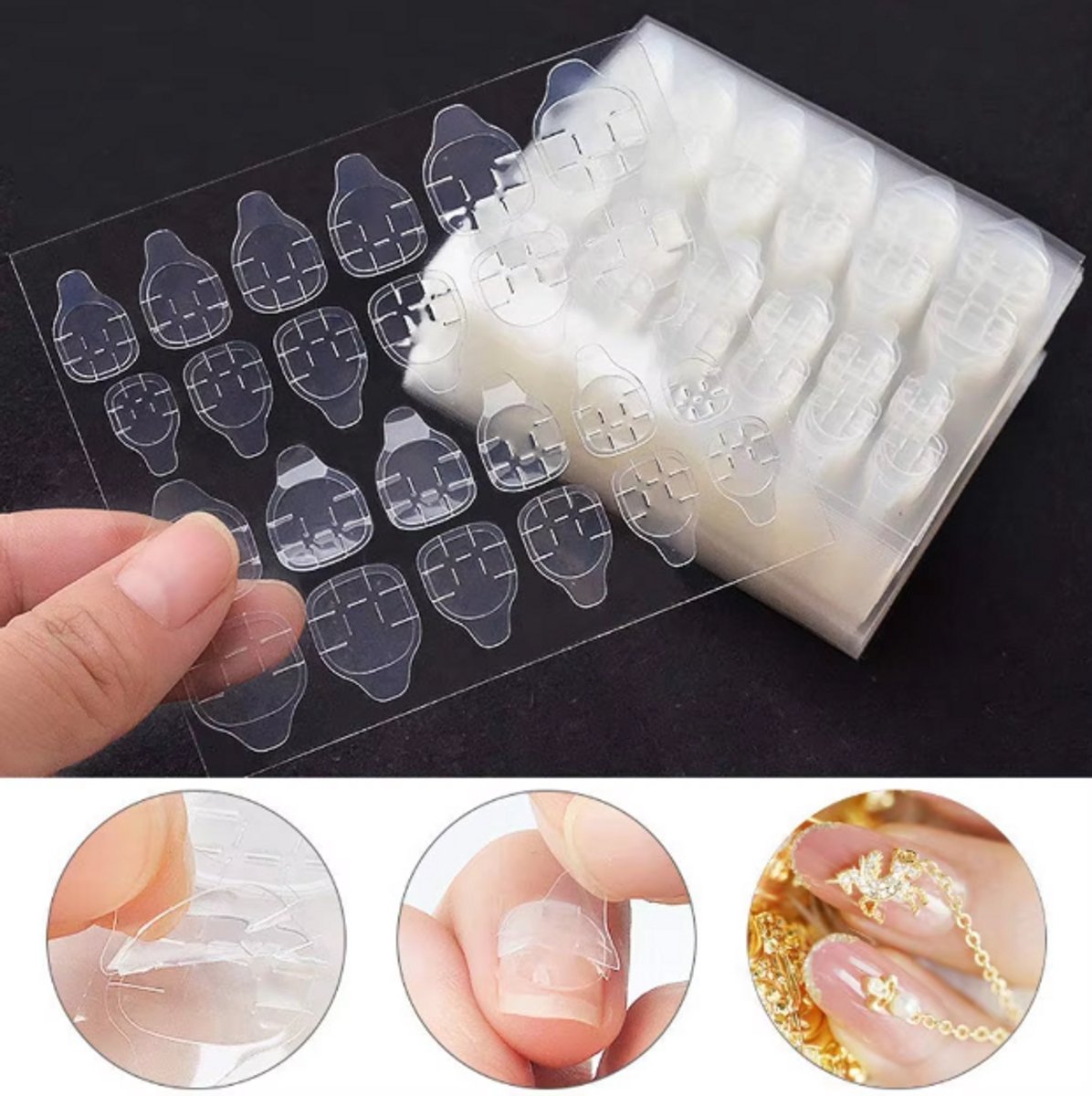 120x MEGA PACK Double-Sided Nail Stickers | 5 Sheets | Stick-on Nails | Press-on Nails | Fake Nails | Nail Stickers