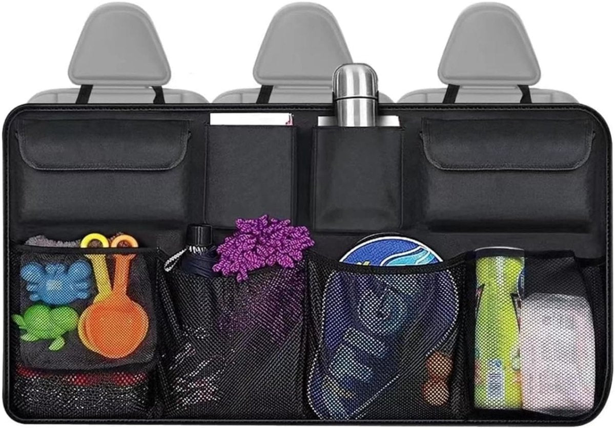 Car seat organizer - Organizer bag for the back seat - Car seat organi - Car organizer bag - 8 storage compartments - Storage accessories for the car interior - 90*46*26 cm - Black