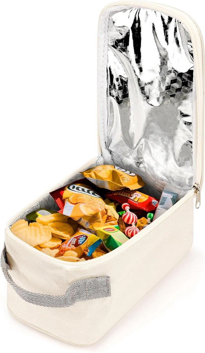 Allecto - Thermally insulated container for fruit - Lightweight and leak-proof - Portable outdoor cooler bag - Storage accessories - Suitable for picnics beige Travel snack bags.