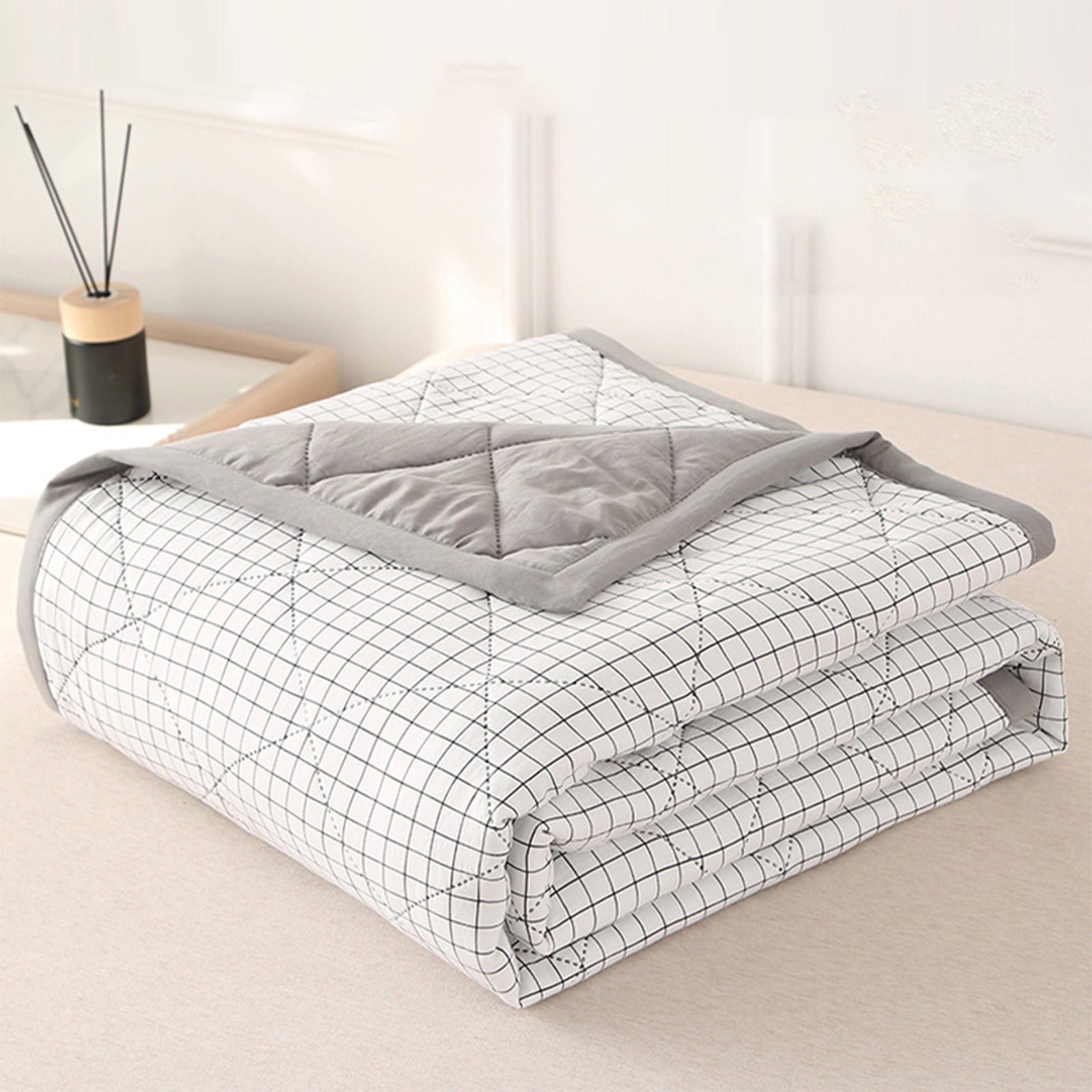 Summercome Cooling Quilt, Thin Quilts Summer Lightweight Comforter, Full Washed Cotton, Machine Washable, Soft Comfy Breathable Sleep Blanket for Hot Sleeper, Ultra-Cool Lightweight Blue, Queen