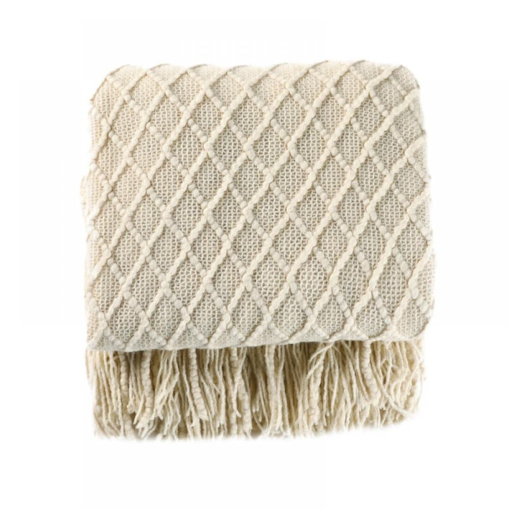 Throw Blanket for Couch 50 x 60 inches Knit Woven Blankets Cozy Lightweight Decorative Throw for Bed and Living Room