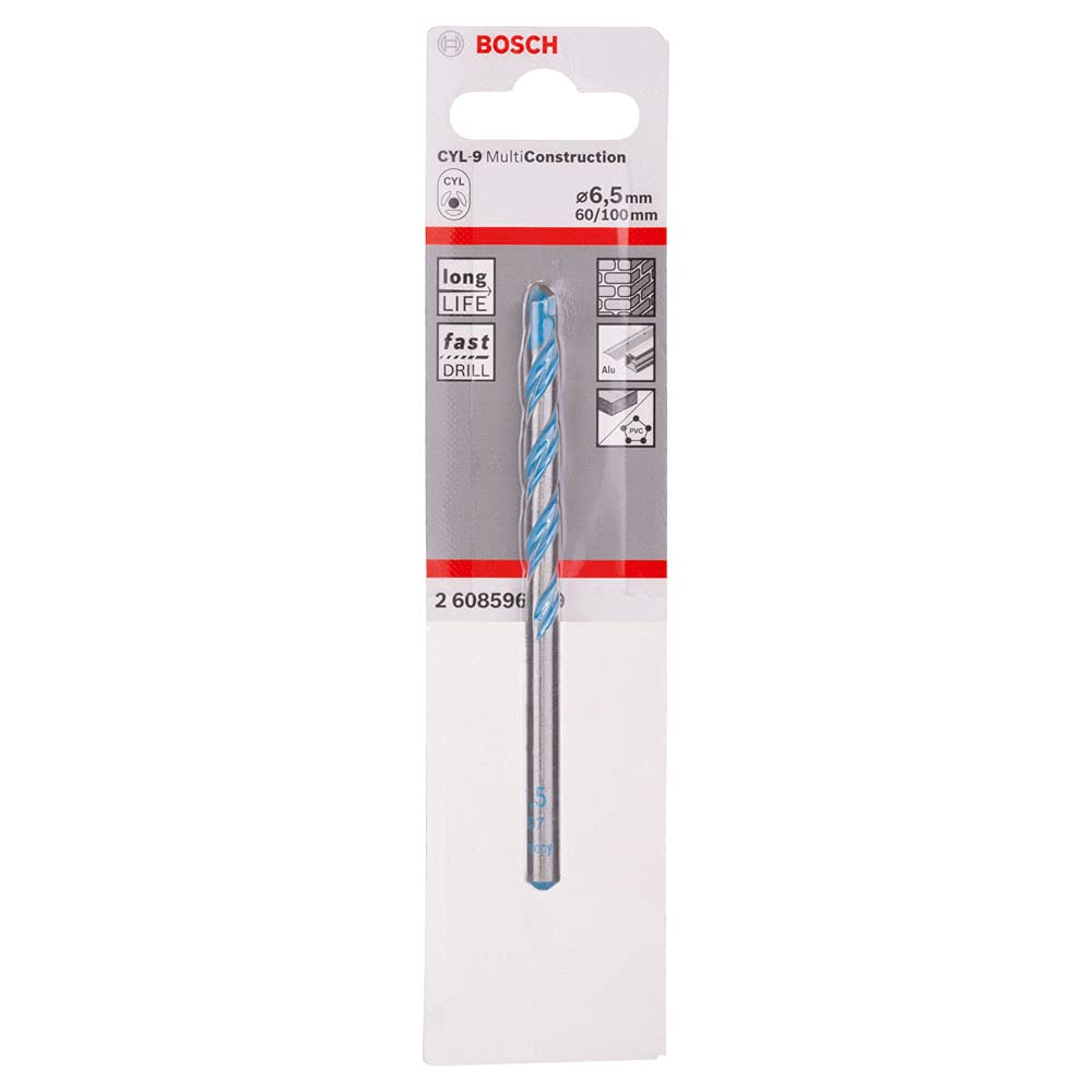Bosch Professional 1 x Multi-Purpose Drill CYL9 Multi Construction Diameter 6.5 mm, Total Length 100 mm, Accessories for Drills with Round Shaft Drill Holder