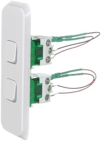 Iconic 250V 10A Vertical Mount 2 Gang LED Flush Switch, Vivid White