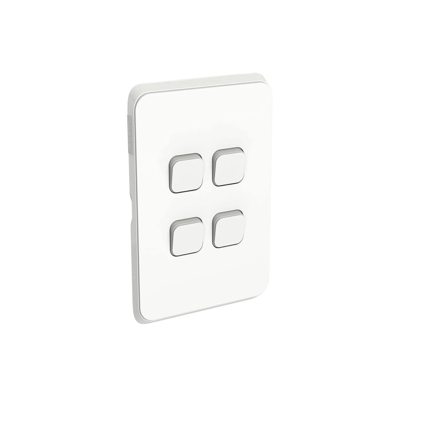 3000 Series 4 Gang, 250V 10Ax1-Way/2-Way Vertical Mount Iconic Flush Switch, White