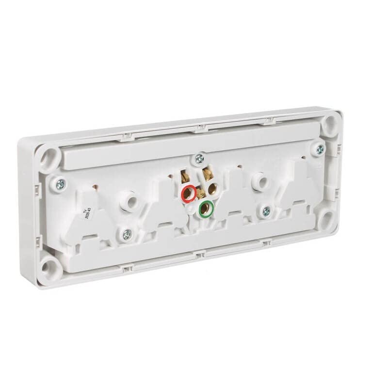 C2000 Series 4 Gang 2 Poles 10A 250V Quad Switch Socket Outlet, White Electric