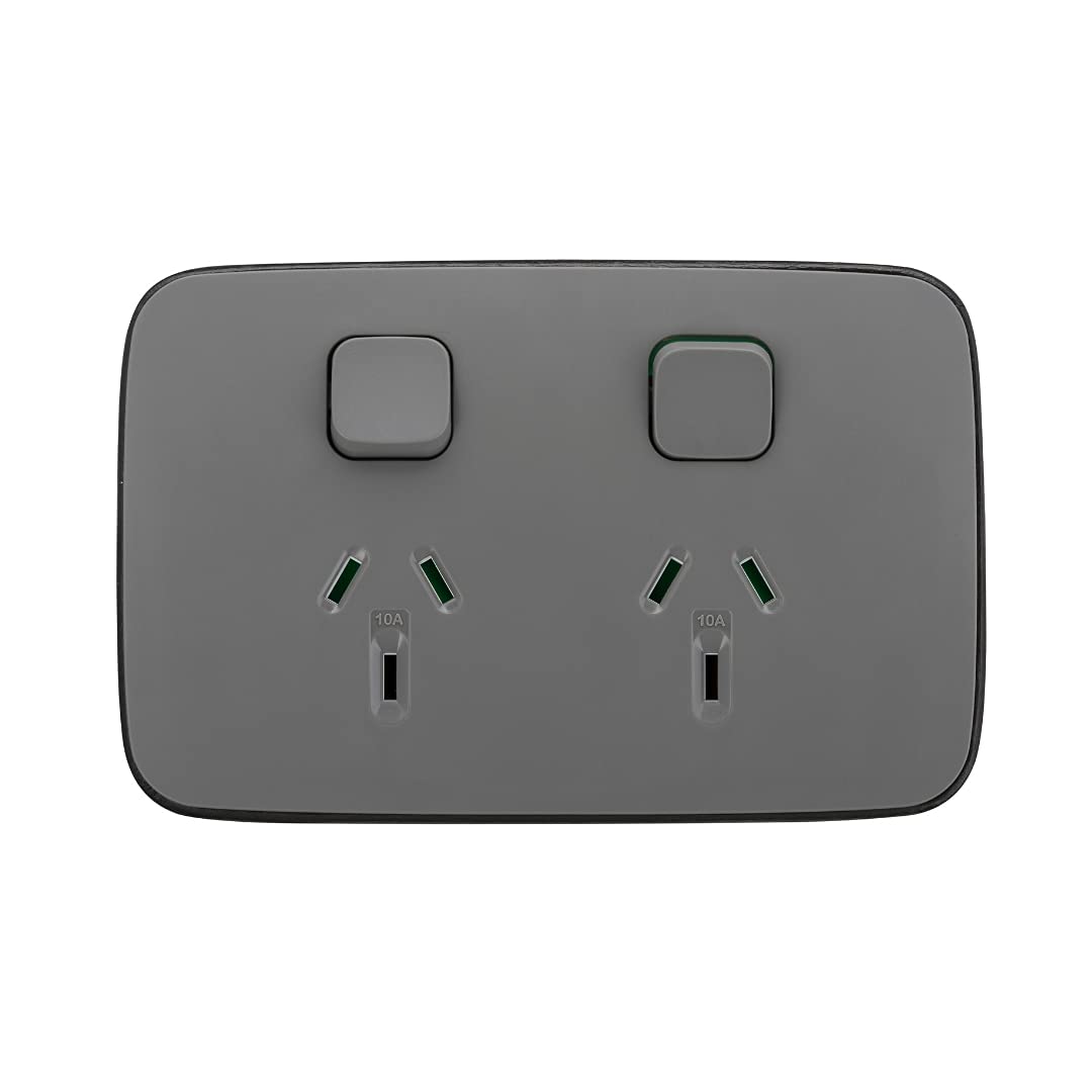 Iconic - Skin ONLY - 2 Switches & 2 Sockets - Ash Grey