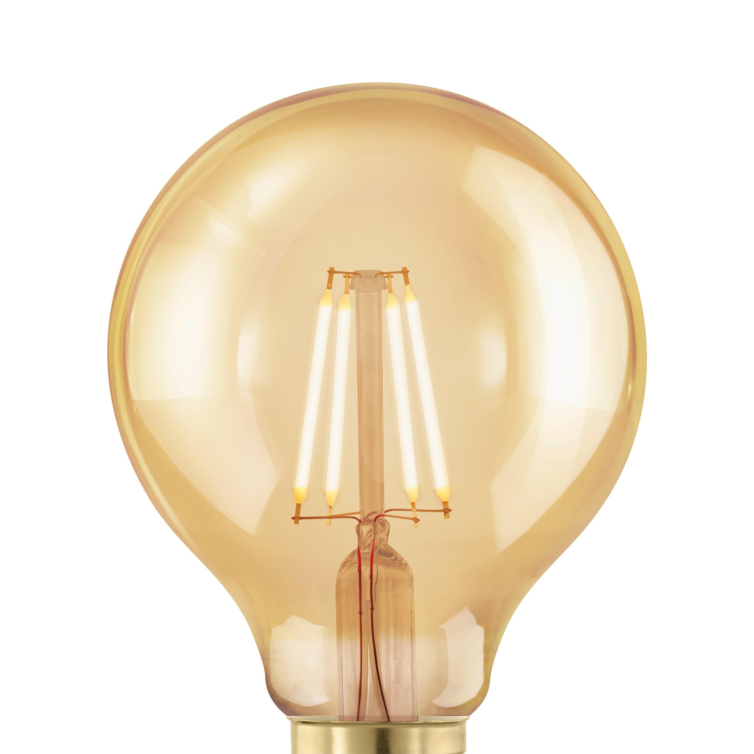 EGLO E27 LED Light Bulb, Dimmable, Golden Vintage Light Bulb, Globe Decorative Light Bulb for Retro Lighting, 4 Watt Equivalent to 28 Watt , 300 Lumens, Warm White, 1700 K, Edison Bulb G80, Diameter