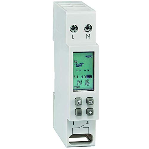 LEGRAND, MicroRex D11 Basic 003710 Timer Switch Digital with 7 Day Program Directly on The Device Row Installation Timer for DIN Rail, 1-Module ,