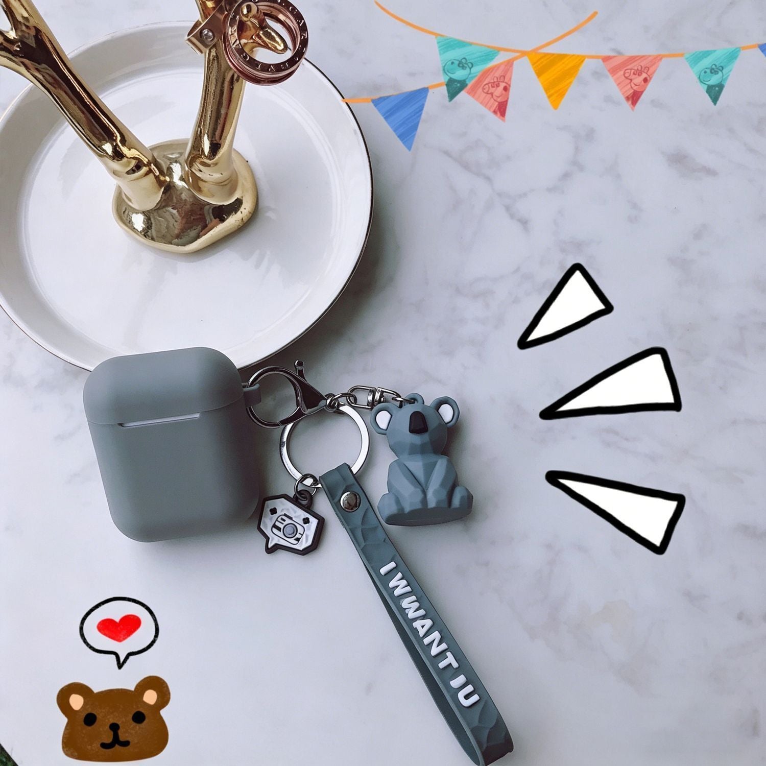 Grey set + Geometric Koala Apple AirPods pro