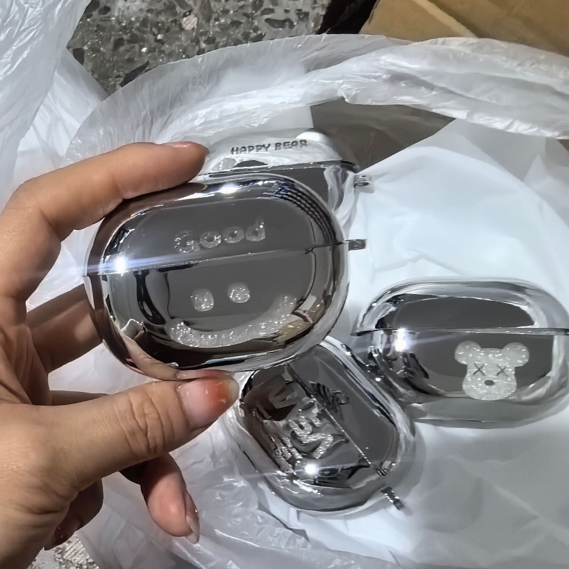 SmileyFace AirPods Pro Bluetooth Earbud Case with matching ring