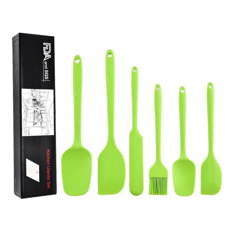 6Pcs Food-Grade Silicone Scraper Set, Baking Cream Spatulas Green 2 set/12PCS
