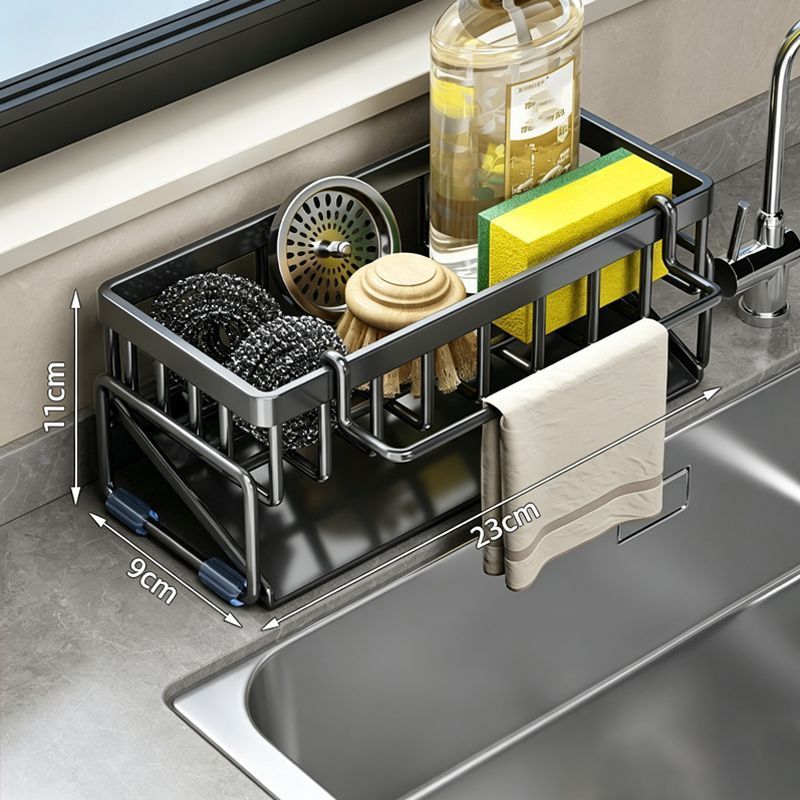 Low Profile Tilted Dish Drying Rack Black