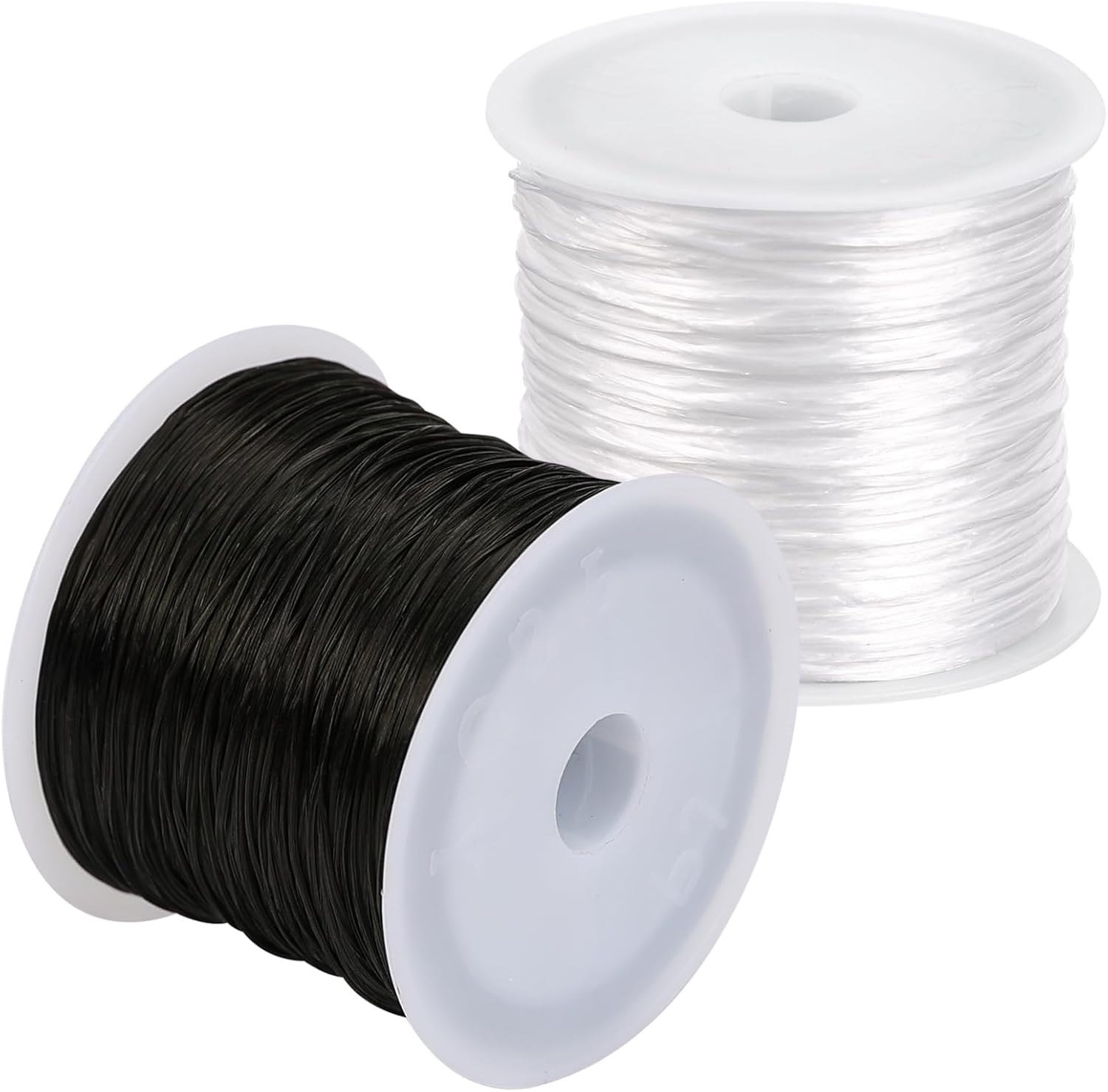 0.8mm Flat Stretchy Bracelet String, 2 Rolls 328 Feet Elastic String Bead Cord for Bracelets, Necklaces, Jewelry Making Supplies Black, White