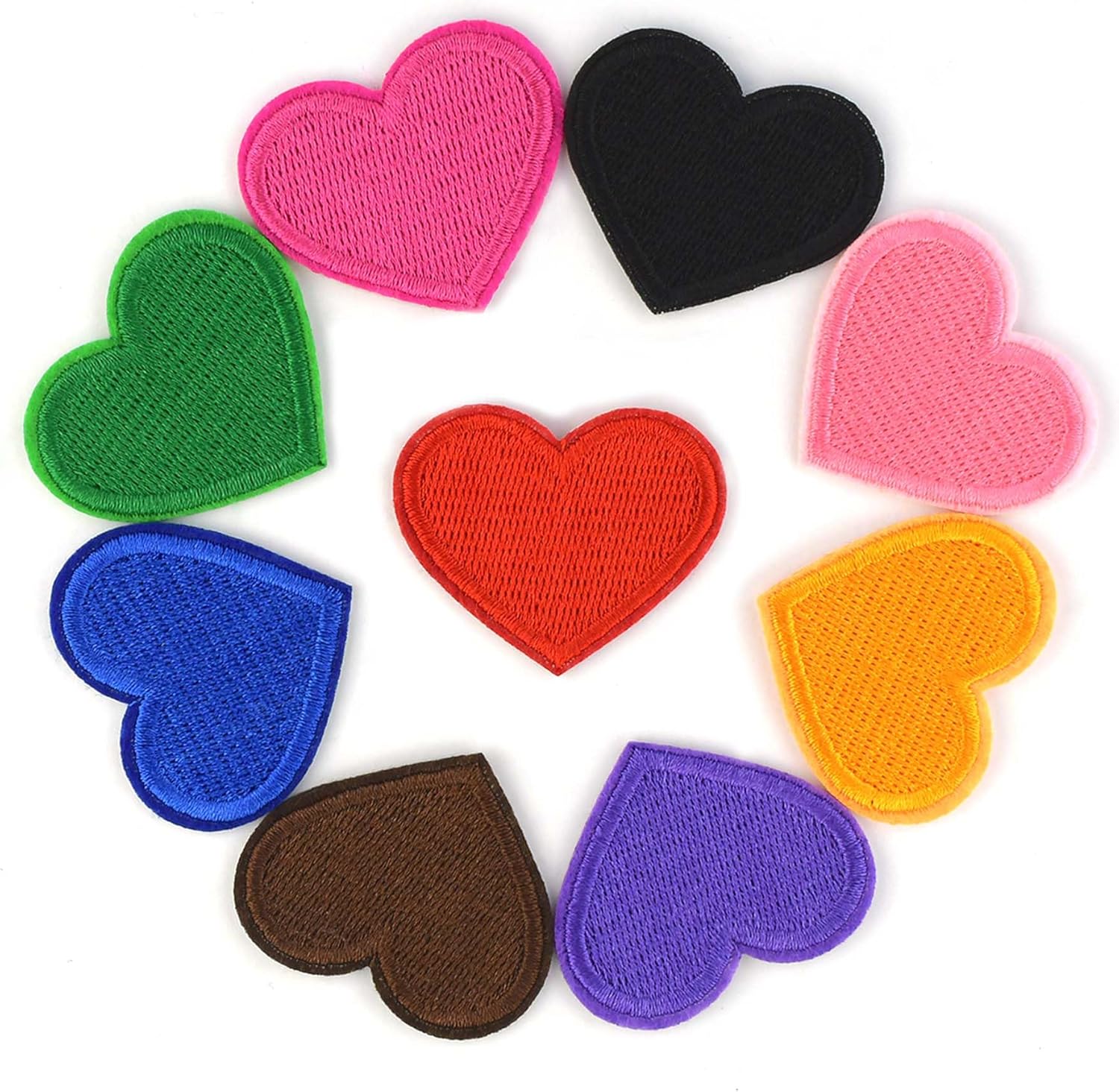 Assorted Color Heart Shaped Patches for Clothing, Jeans, Jackets, Hats, Bags, Backpack - Repair, DIY Decoration Mini Cute Applique Sew On, Iron On Patch 36 Pieces