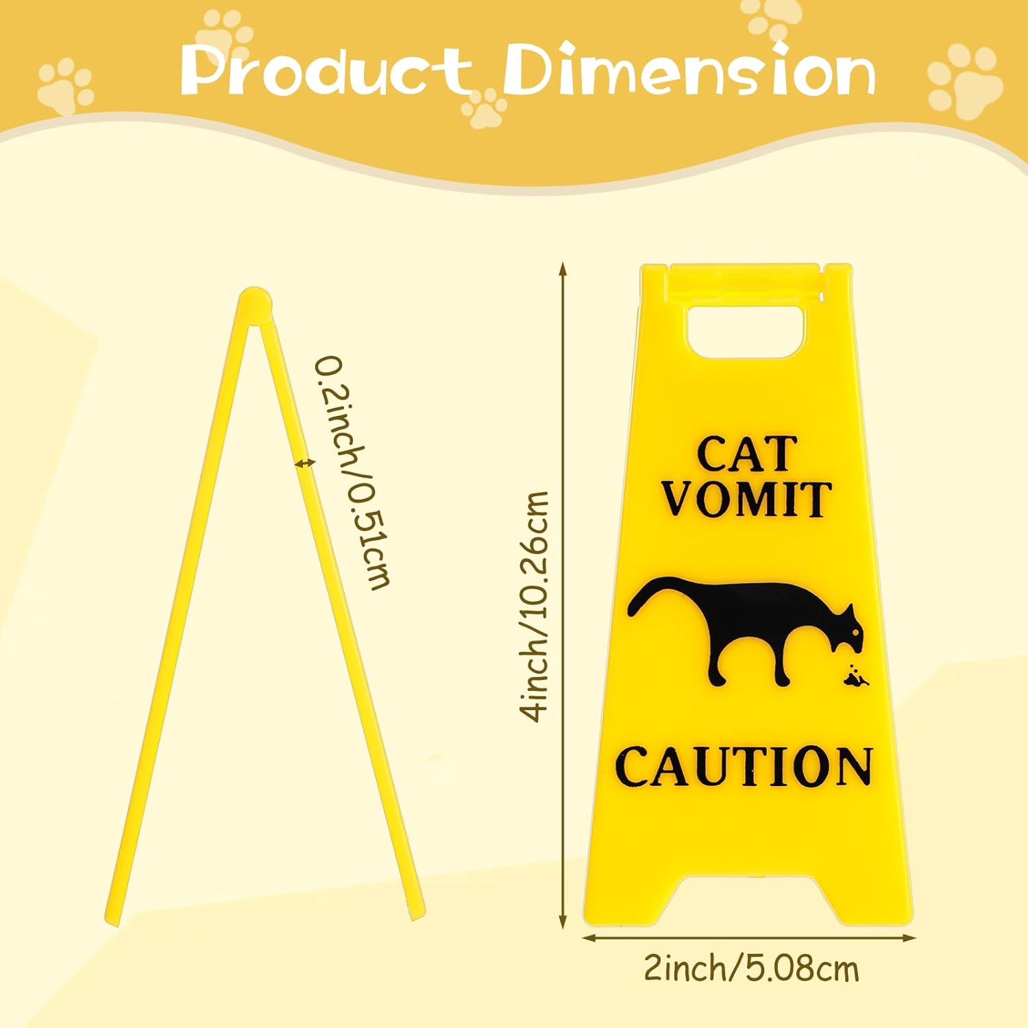 Xindojuz 3 PCS Cat Vomit Caution Sign, 3D Double-sided Printed Funny Cats Warning Signs Decor, Mini Novelty Table Desk Plaque, Perfect Gag Gifts for Cat Lovers and Humor Enthusiasts 4 Inch, Yellow