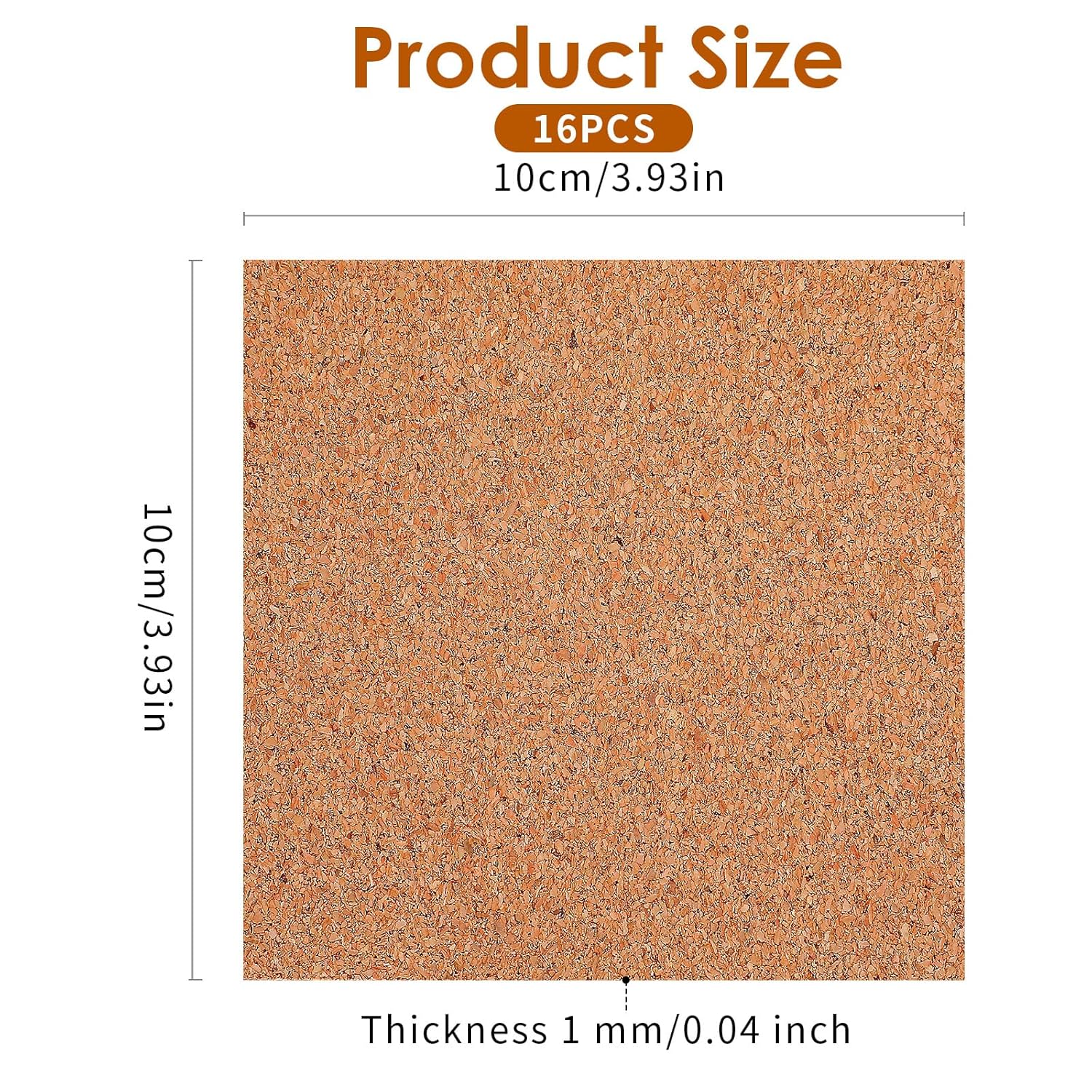 Xindojuz 16 PCS Cork Backing for Coasters, Self-Adhesive Cork Sheet Bulk, Mini Wall Board Corks on Tiles Bottom for Thin Drink Coasters Cup Mats DIY Crafts Making Decorations 4x4 Inches