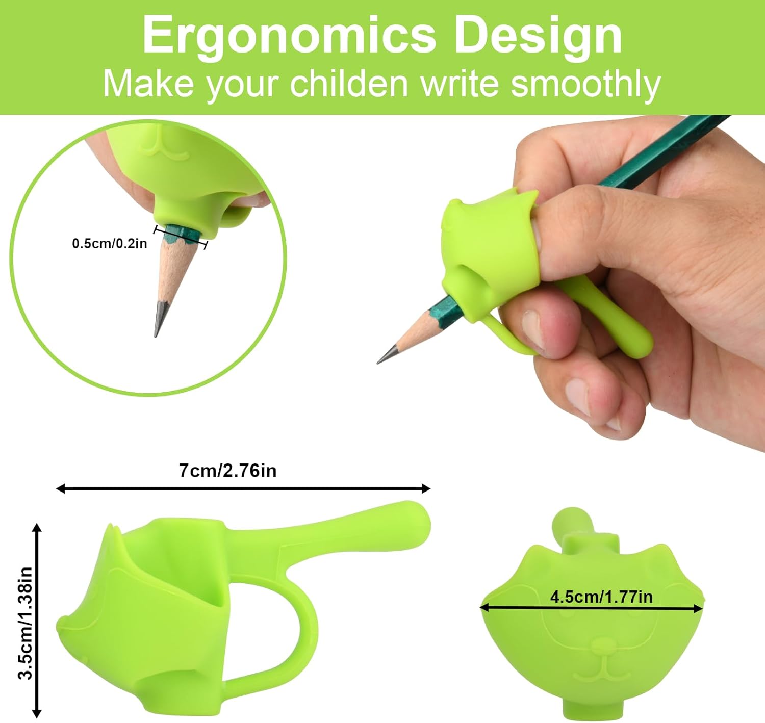 6 Pack Silicone Pencil Grips, Pencil Holder Grip Posture Correction Training, Ergonomic Pencil Grippers Holder for Writing Aid Style B