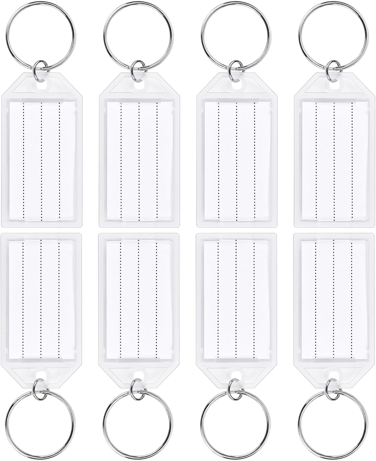 24 PCS Tough Key Tags with Labels, Key Chain Tags with Transparent Covers & Split Rings for Luggage, Office, Travel, Gifts, Item Identification, Organization, DIY, Personalization