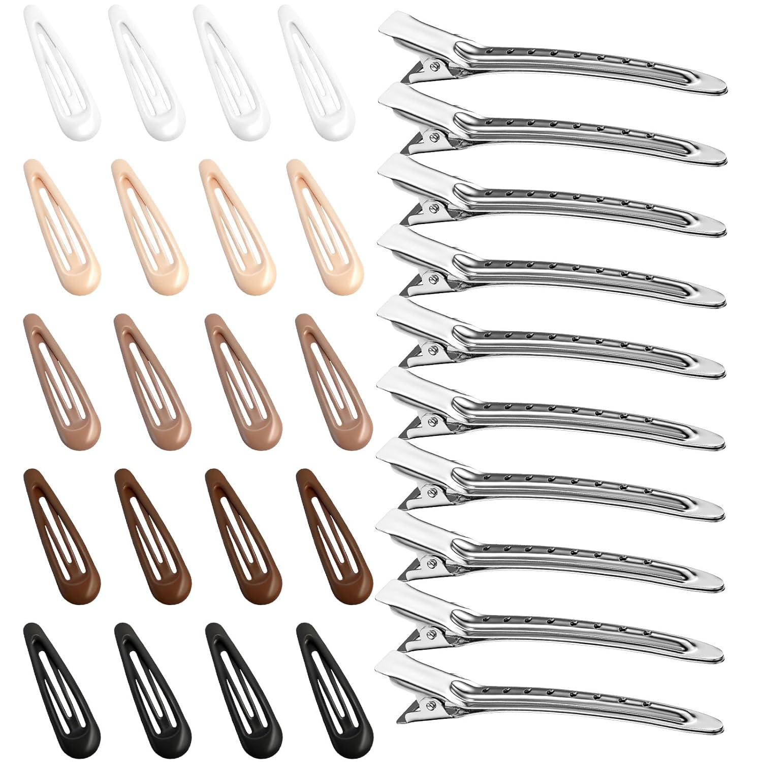 30PCS Hair Clips for Women, Girls & Hair Pins: l Non-Slip 20 Mini 1.89" Snap & 10 Large 3.5" Alligator & Duckbill Sectioning Clips, Salon Styling & Kids Hairstyle Use Multi-Color