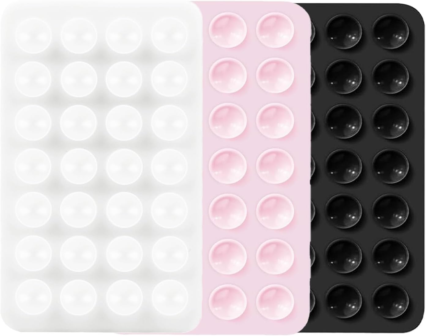 3 PCS Double Sided Phone Suction Pad,Sticky Phone Case for Wall ands-Free Fidget Toy Mirror Shower,Suction Cup Holder for Car Mobile Power Supplies Black White Pink