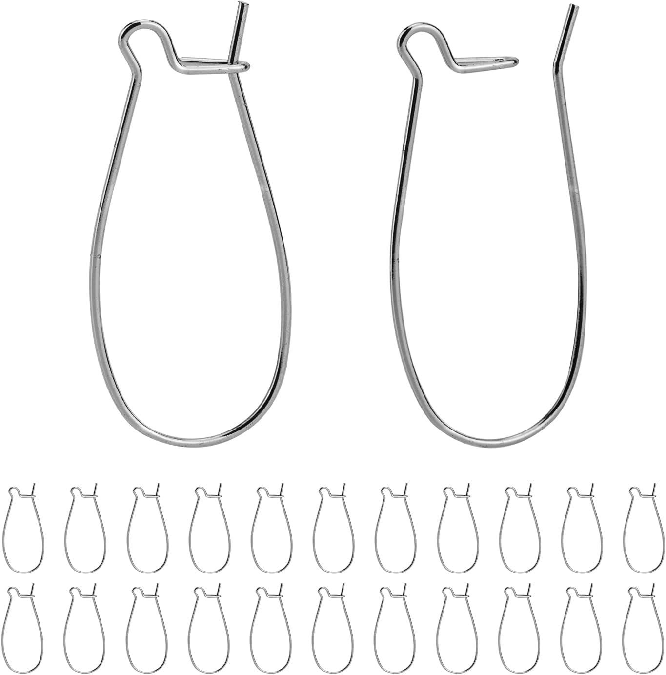 Ear Wire Hooks 60pcs Stainless Steel Kidney Earring Hook Wire Ear Findings for Earring Making Jewelry Making Earwire DIY 25mm, 60pcs