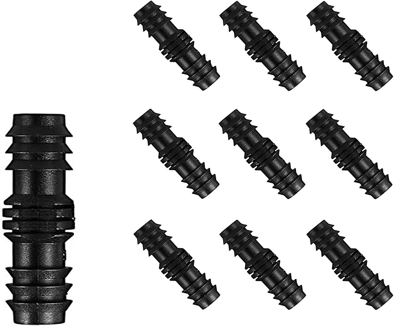 Drip Irrigation Parts 10 Pcs 1/2 Inch Barbed Straight Couplings Fittings Drip Line Connectors for 1/2 Inch Irrigation Tubing Garden Watering System 10pcs