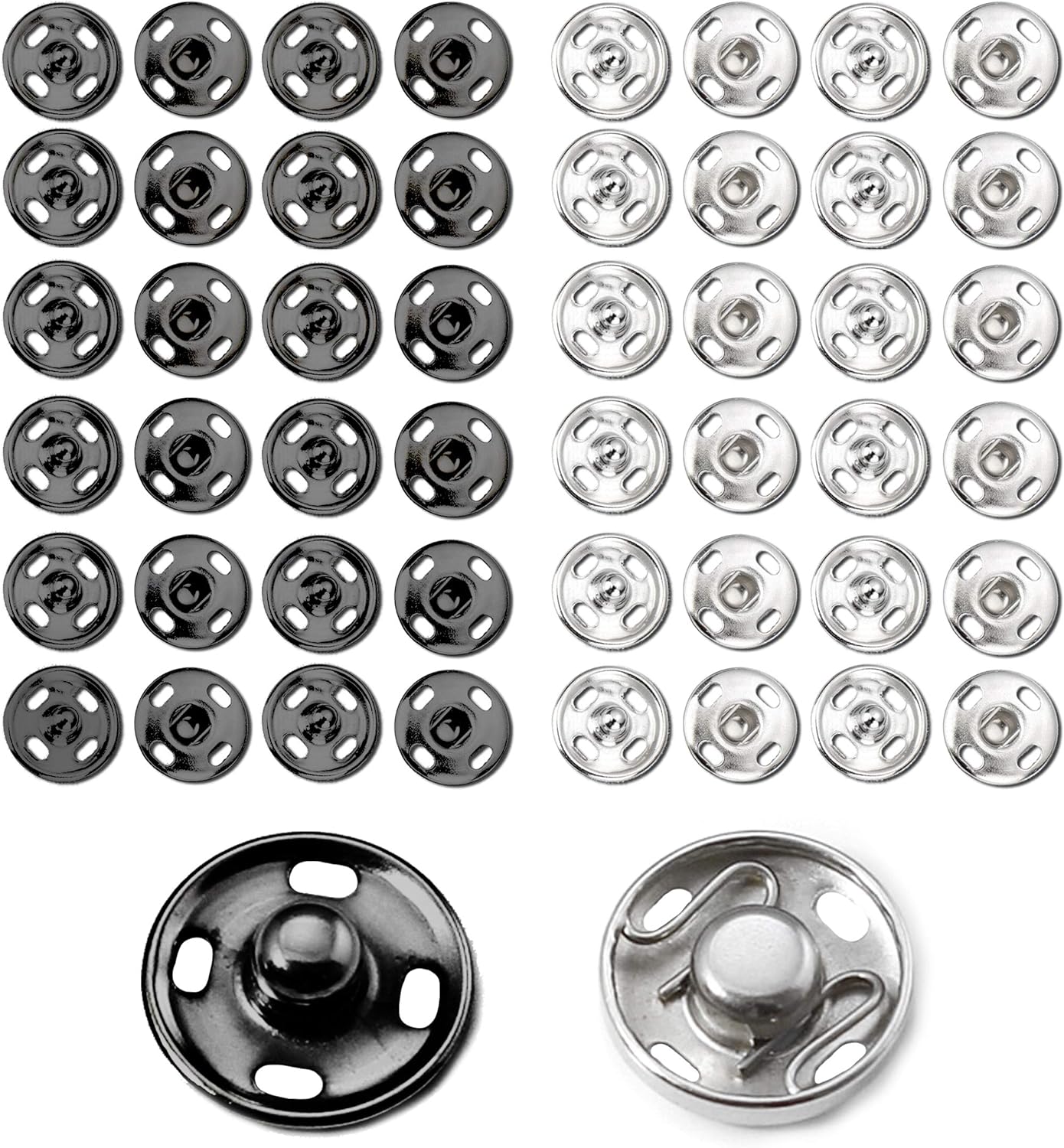 Snaps Buttons for Sewing Button Press Sewing Tools Snap Fasteners Kit for Clothes 100 Sets, 2 Colors