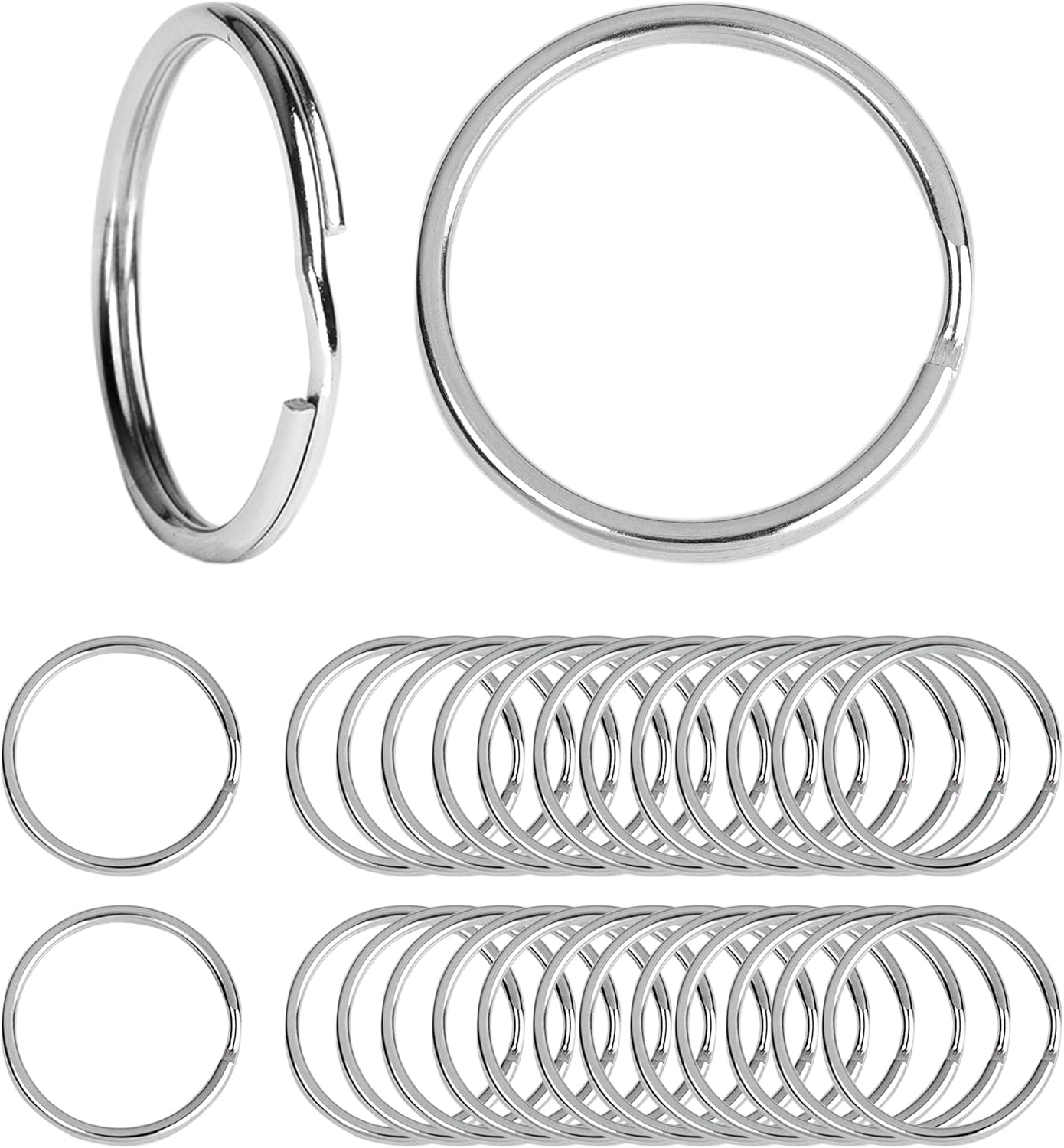 Key Chain Ring Metal Split Ring for Dog Tag and Keys Organization 32mm, 30pcs
