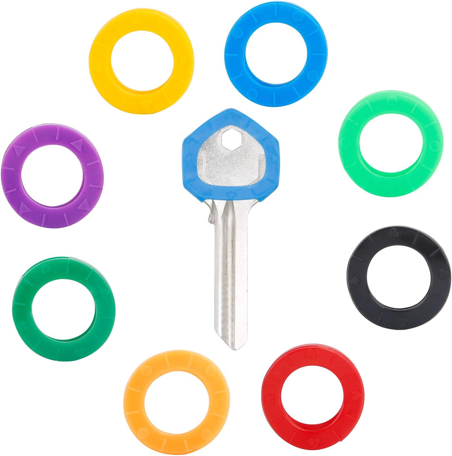 24 Pack 0.8 Inch Round Key Caps Covers Key Identifiers Markers Protectors for Small Regular Round Flat House Keys Not Suitable for Odd-Shaped Keys , 8 Colors