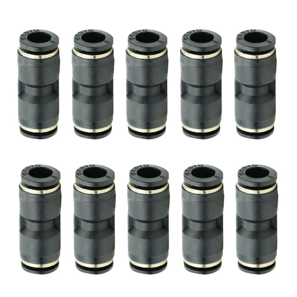 Push to Connect Air Fitting, 6mm x 6mm Tube OD Pneumatic Plastic Air Compressor Tubing Fitting Straight Connect Pack of 10