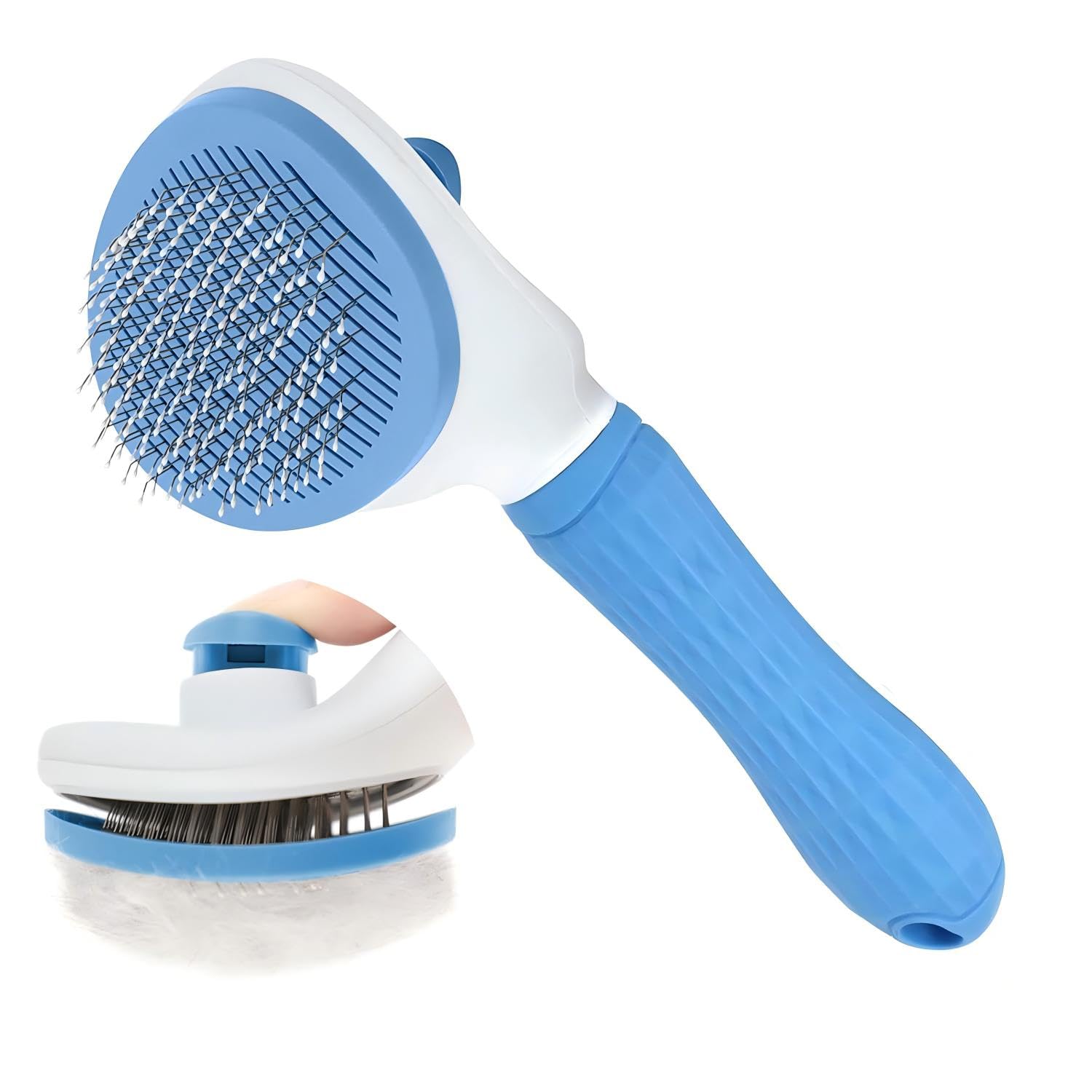 Dog Cat Shedding Brush, Self Cleaning Deshedding Tool for Undercoat, Grooming Rake for Long Short Hair Pets, Skin Friendly Fur Remover