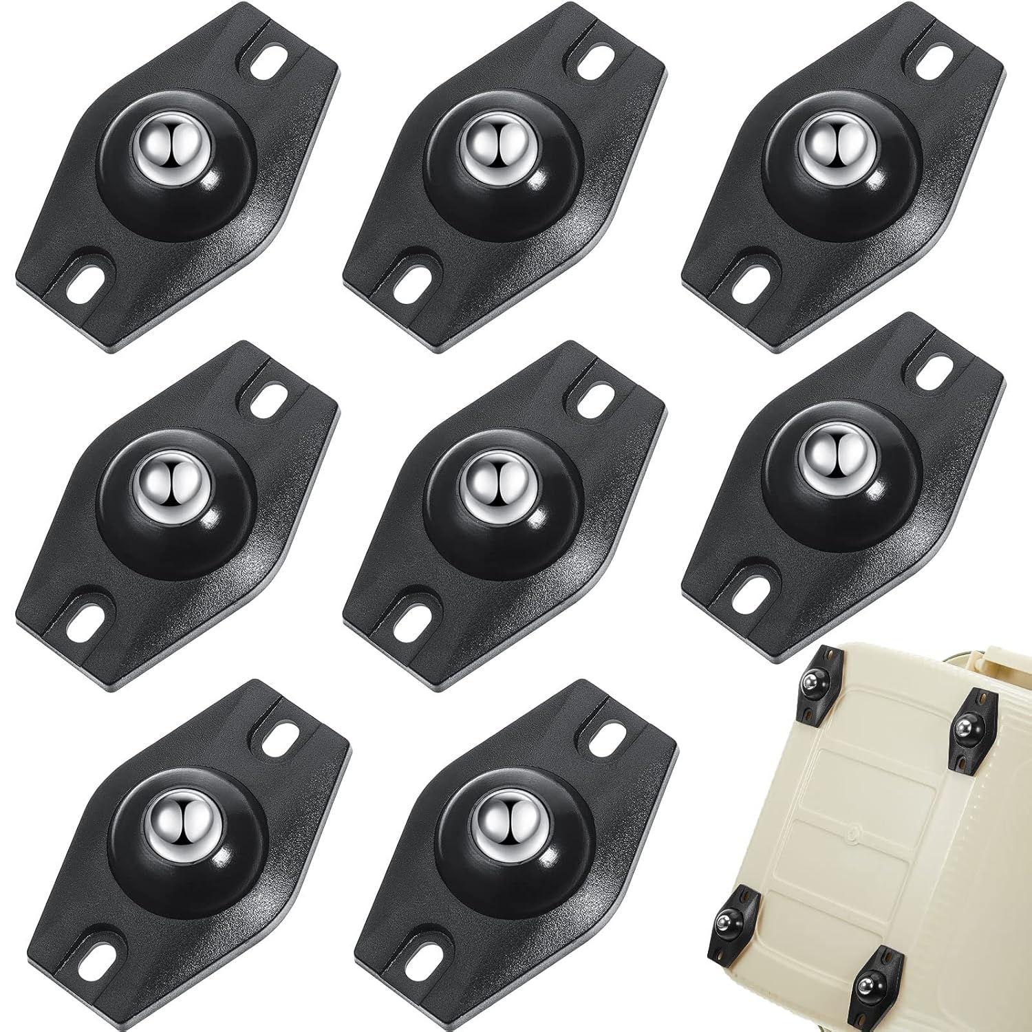 8 Pcs Self Adhesive Caster Wheels Mini Swivel 360 Degree Rotation Sticky Pulley Wheels for Projects with Ball Bearings Roller Casters for Furniture Storage Box Trash