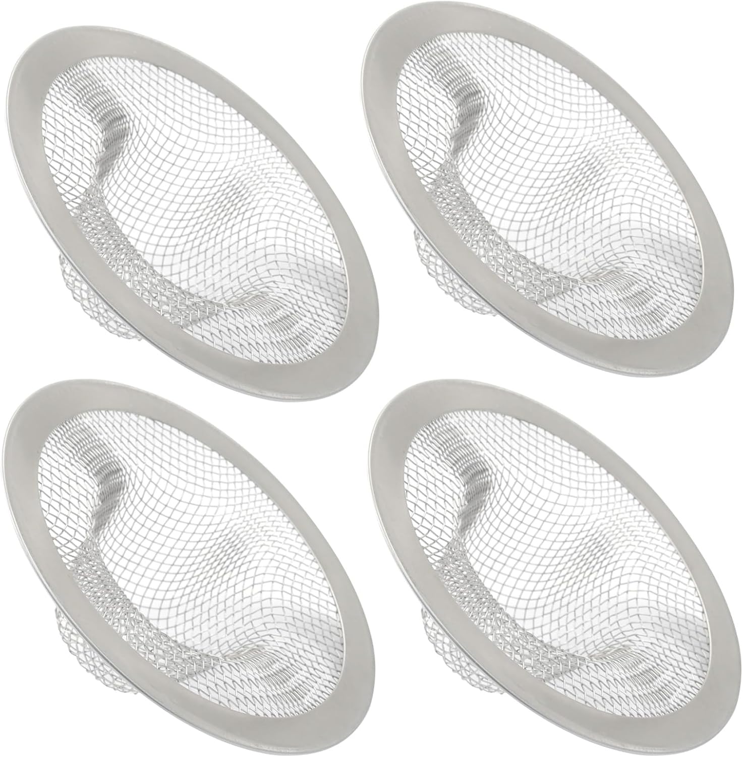 4 Pack Heavy Duty Stainless Steel Kitchen Sink Strainer, 2.75" Top / 1" Mesh Slop Basket Filter Trap, Utility Drain Hole for Kitchen Sink/Bathroom Bathtub Wash basin Floor drain Balcony