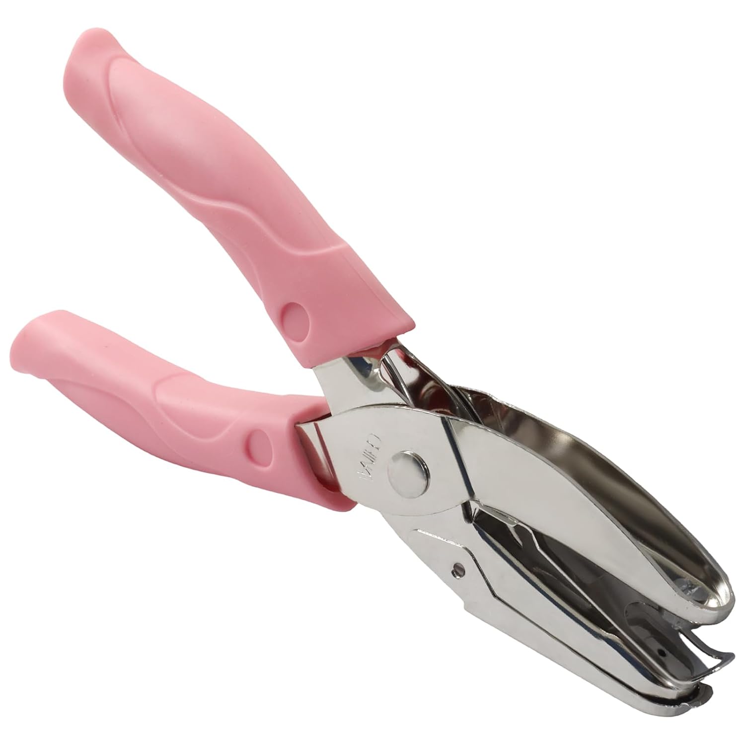 1/16 Inch Small Mini Tiny Shaped Circle Handheld Hole Paper Punch Puncher, Small Circle Metal Punch with Pink Soft Handheld Grip for Tags Clothing Ticket 1 Pack