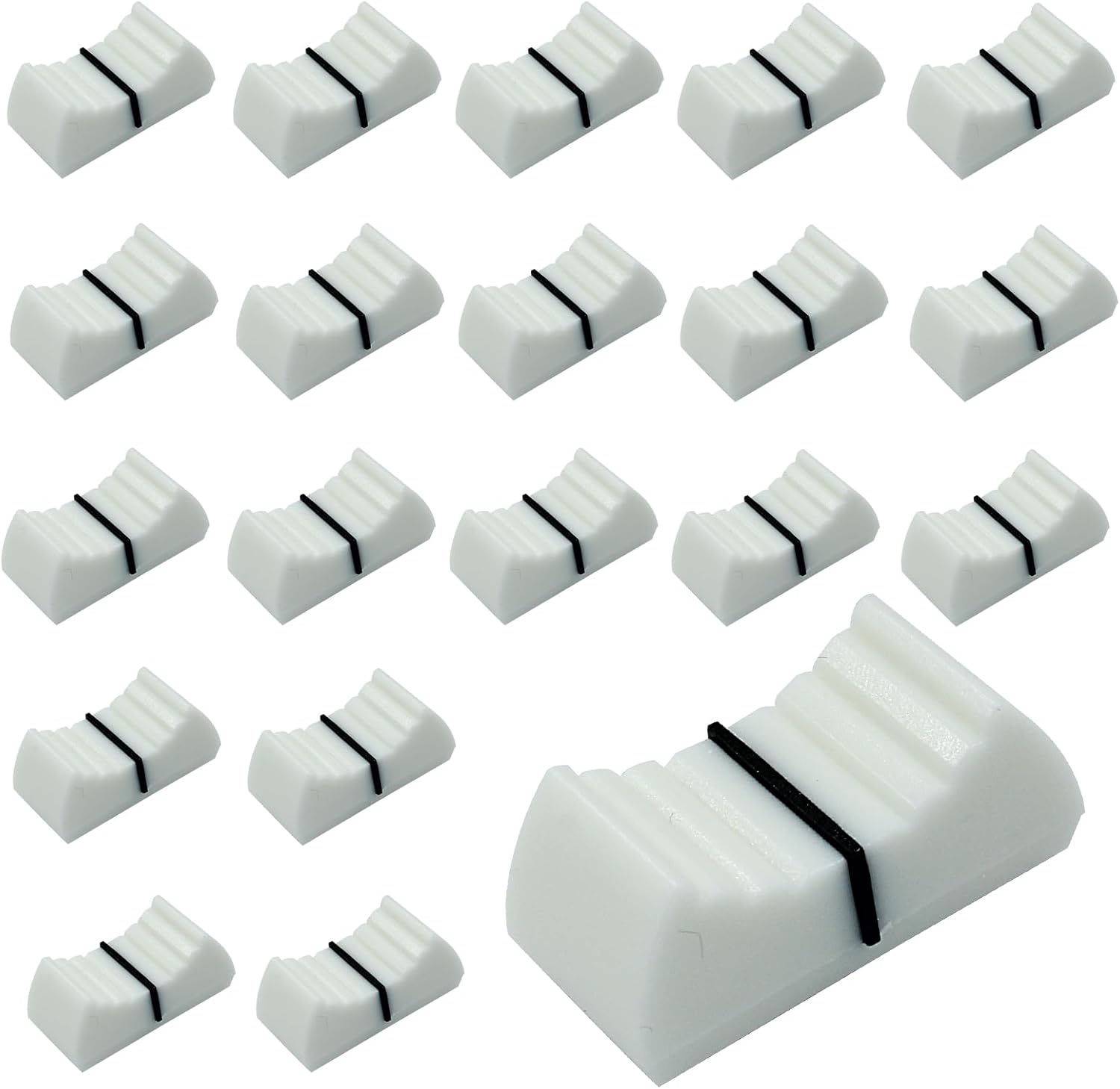 20pcs Fader Knobs, Fader Caps Mixer Slider Fader Knobs Universal Fader Knobs Replacement Fader Cap Slider Straight Slide Potentiometer Knobs, White