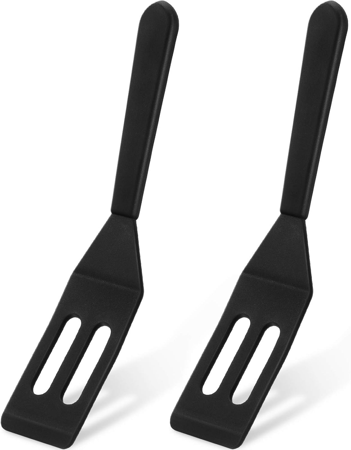Mini Brownie Serving Spatula Flexible Nonstick Silicone Serve Turner Heat-Resistant Cookie Slotted Spatula for Flip Egg in Small Frying Pan Cookie Batter Lemon Squares Black,2 Pieces