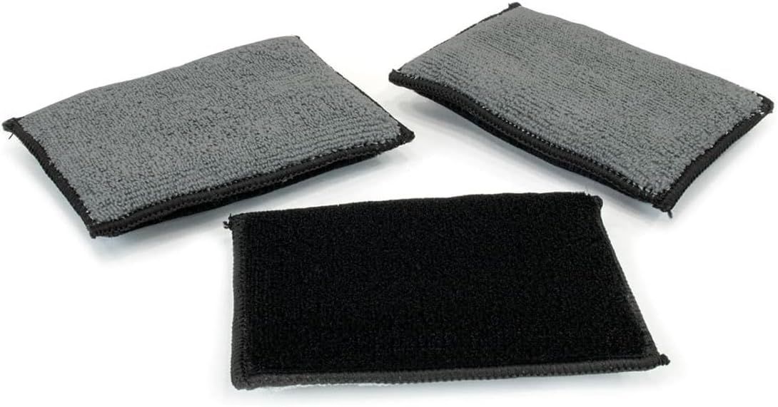 3PCS 5"×3" Car Interior Scrubbing Sponges, Microfiber Car Wash Sponges, Auto Detailing Scrub Pads, Interior Cleaning Sponges for Car Leather, Plastic, Vinyl, Upholstery Gray Black