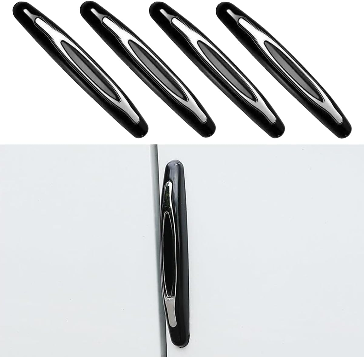 4PCS Car Door Edge Guards, Auto Side Door Protector Car Door Self Adhesive Anti-Collision Trim Strip, Universal Car Body Anti-Scratch Bumper Guard for Car SUV Truck Black