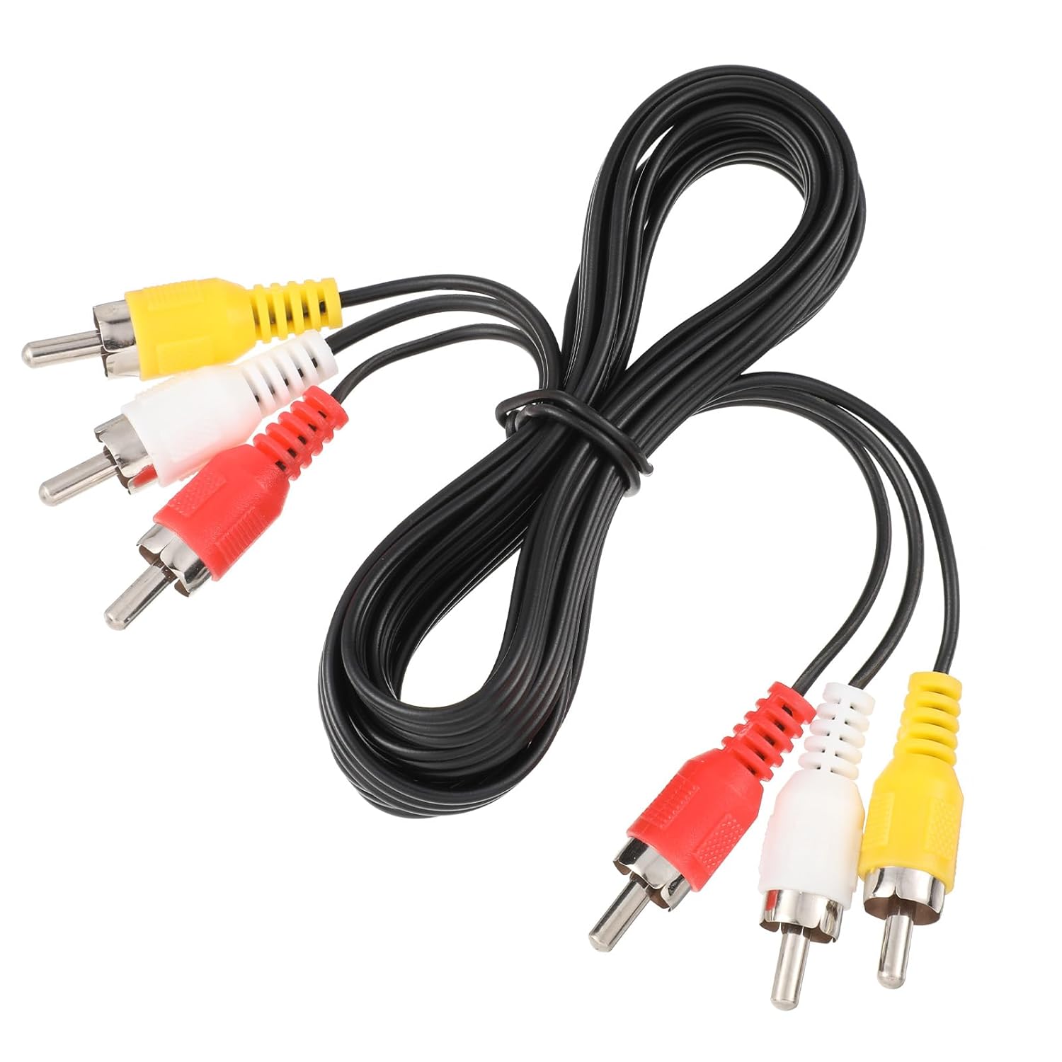 5FT RCA Audio Video Composite Cable, AV Cable Red/White/Yellow 3 Male to 3 Male for TV, DVD, VCR, Projector, Amplifier, Speaker, Satellite, Home Theater Receivers