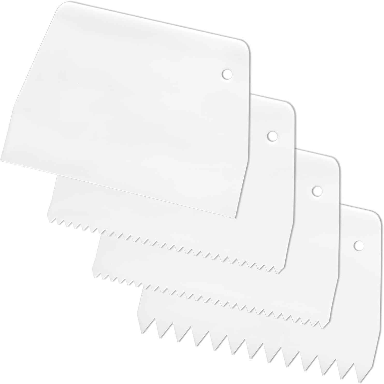 Adhesive Spreader, 4 Pcs Notched Glue Spreader Kits Plastic Notched Trowel 0.5"/1" Tooth Reusable for Glue Epoxy Resin Putty Hardwood Flooring White