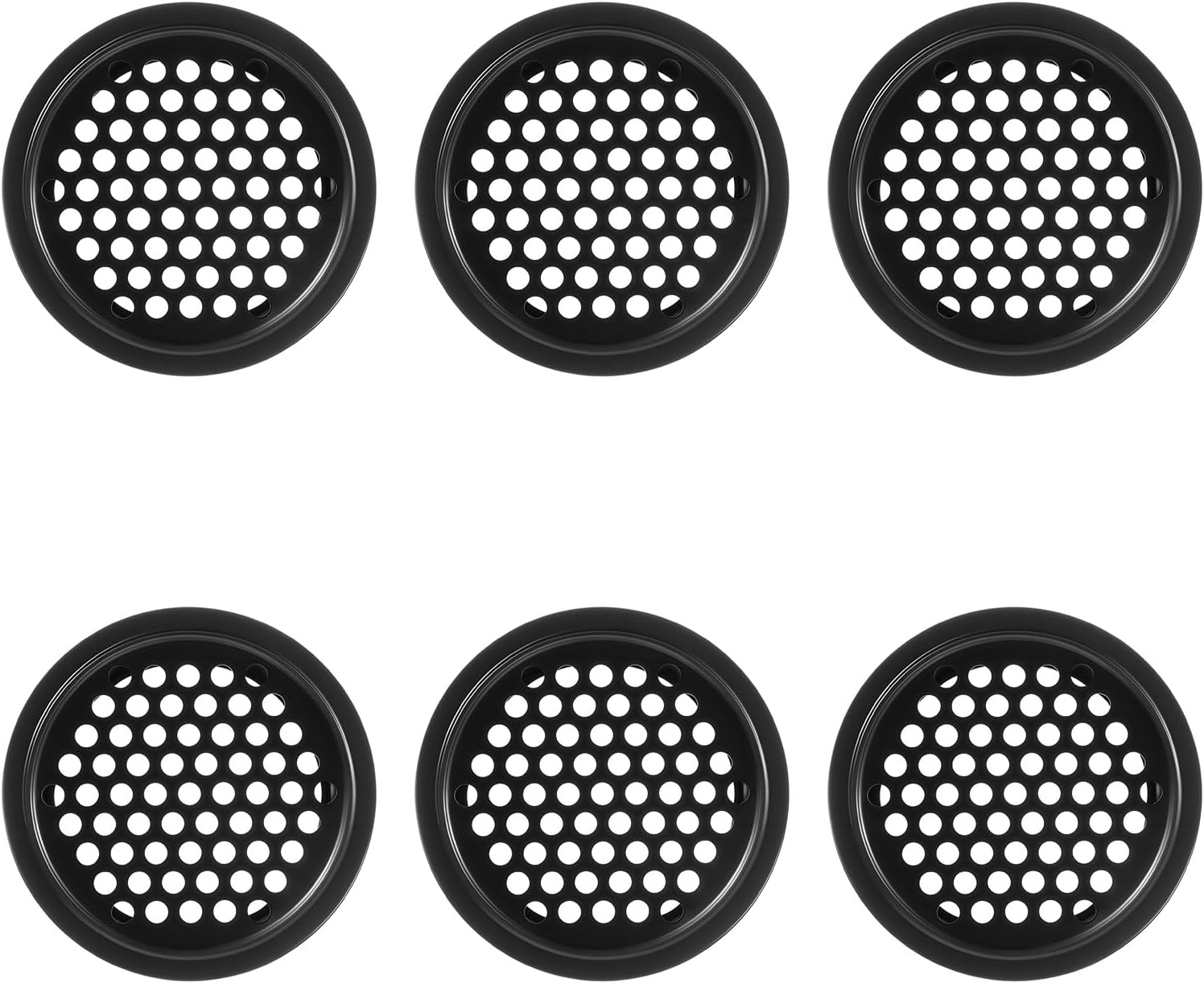 Soffit Vents Round Vent Cover, 6 Pcs 53mm/ 2inch Air Vents Stainless Steel Black Soffit Louver Vent Mesh Hole for Kitchen Bathroom Wardrobe Cabinet