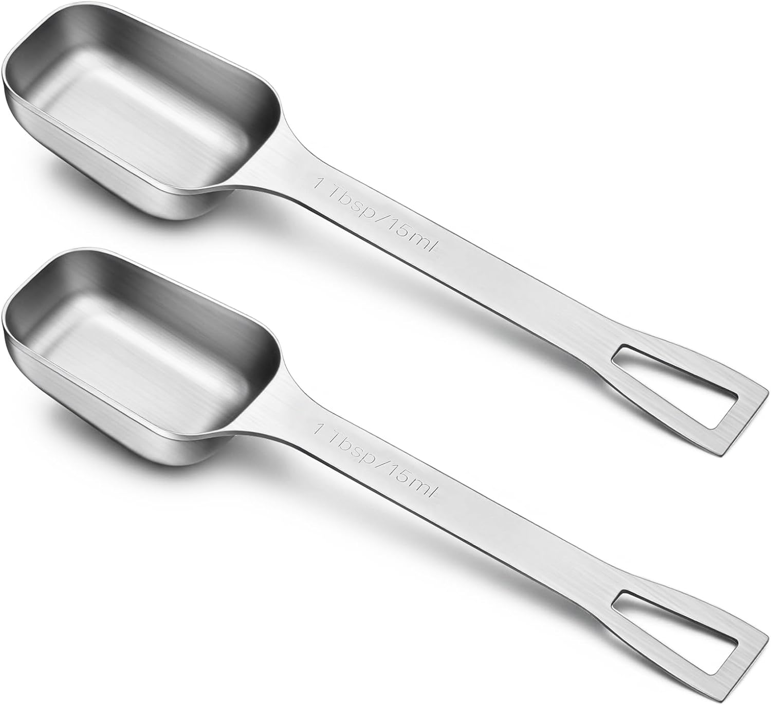 2 Pcs 1 Tablespoon, Stainless Steel Single Long Handle Measuring Spoon Scoop for Coffee Spices Tea Sugar, Dishwasher Safe Rust-Resistant Kitchen Gadgets for Cooking Baking 1tbsp, 3tsp, 15ml, 1/2oz