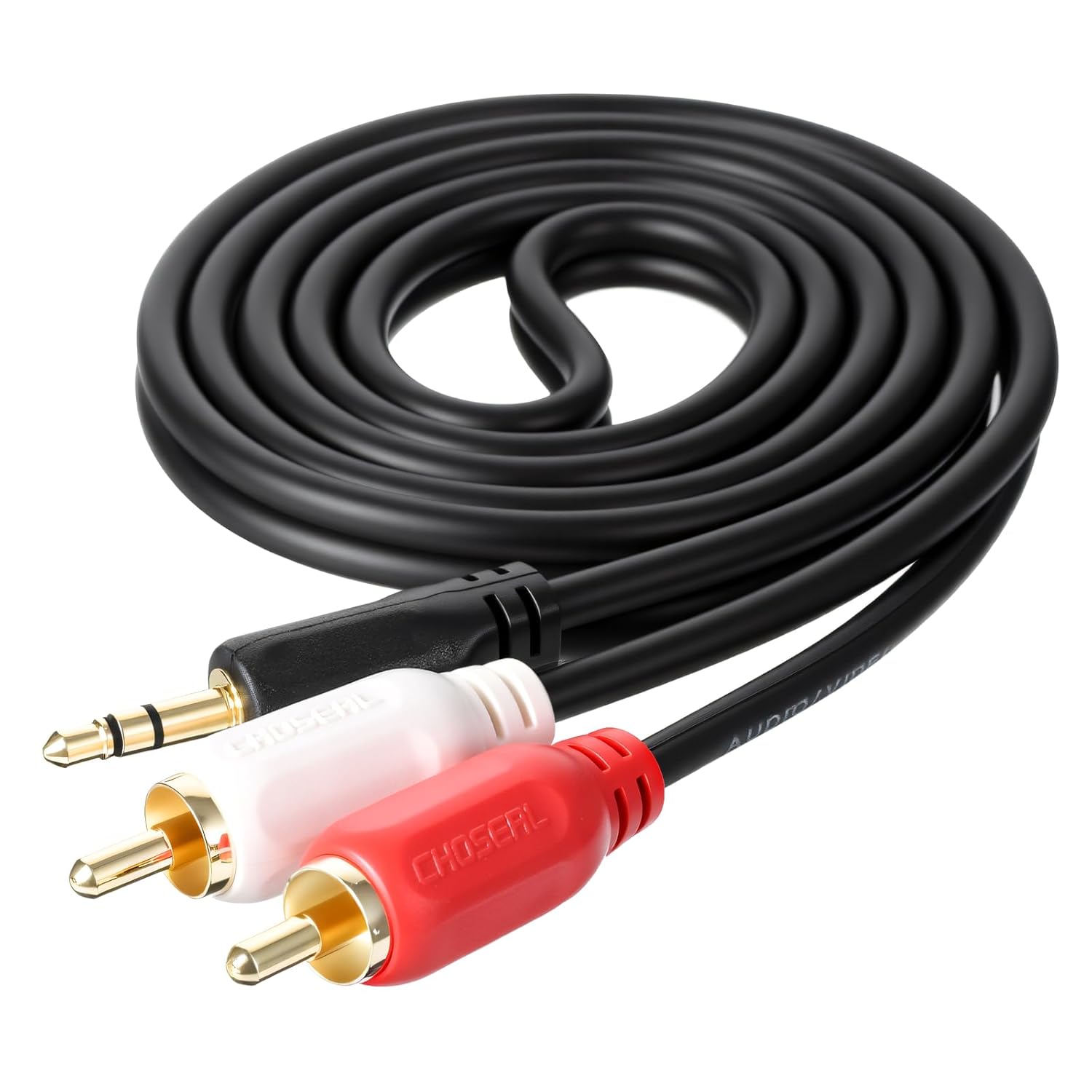 3.5 mm to 2RCA Audio Cable, 3.2 ft/1 m Gold-Plated Plug Stereo Y Splitter Cord, Aux to RCA Cable Audio Jack Adapter for Home Theater, Speakers, TV, Subwoofer, Smartphone, MP3/MP4, DVD Player