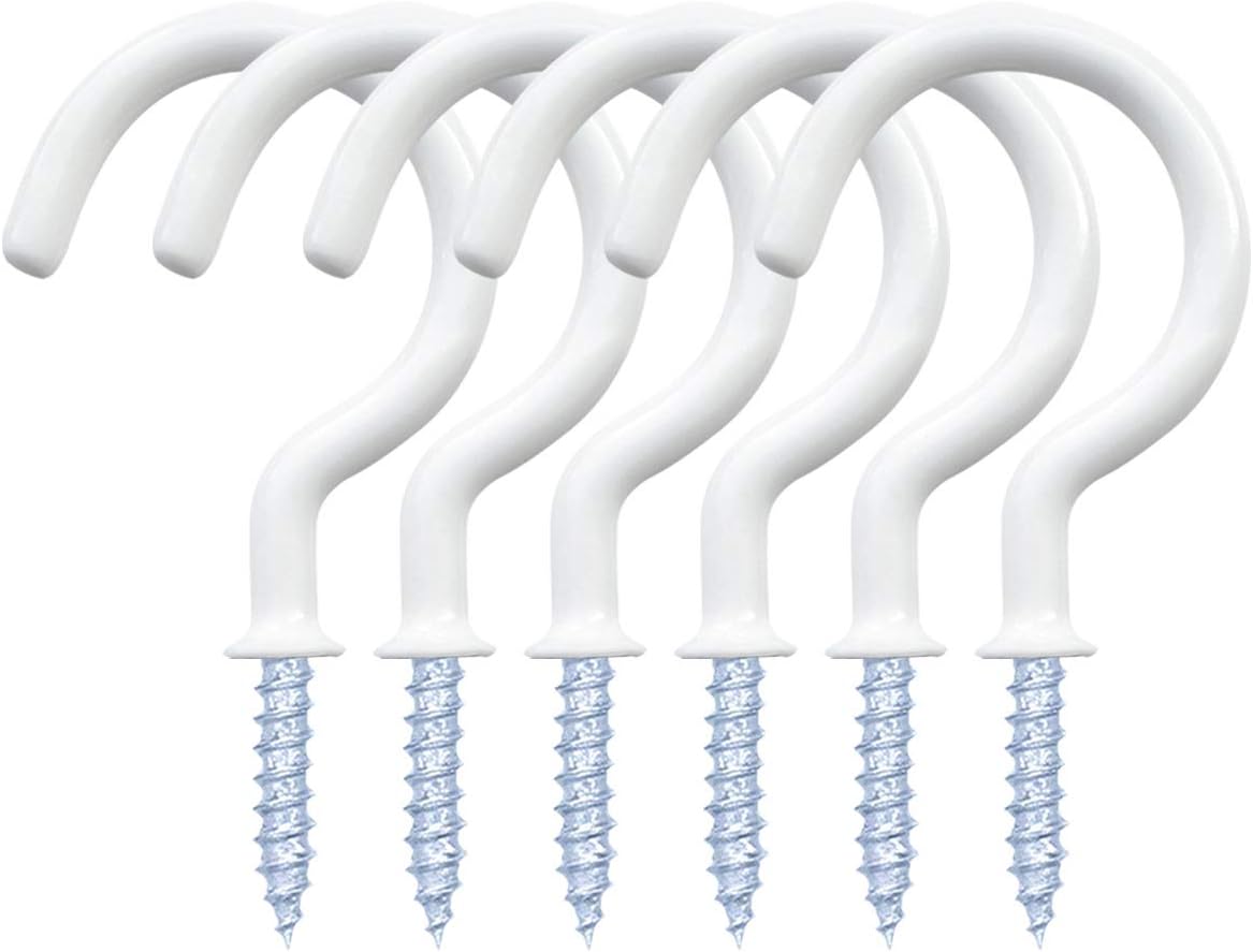 12 Pack Vinyl Coated Ceiling Hooks,Screw-in Mug Hooks,Multi-Function Wall Hooks Kitchen Hooks Cup Hooks for Indoors Outdoors White, 1-1/4 Inch