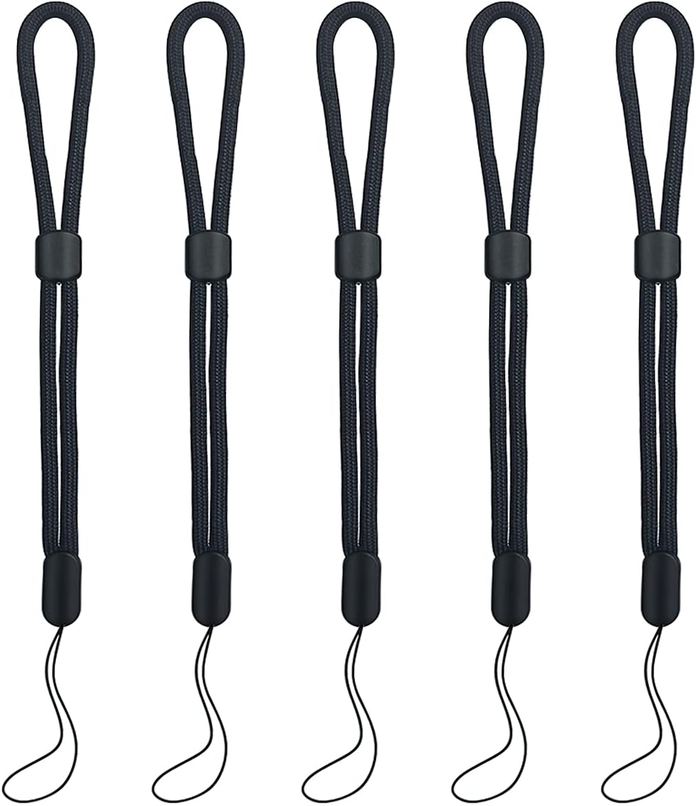 5PCS Wrist lanyard, 8.8 inch Hand Wrist Strap Lanyard, Adjustable Nylon Wristlet Straps for Cell Phone, Camera, GoPro, PSP, USB Flash Drives, Flashlight Black