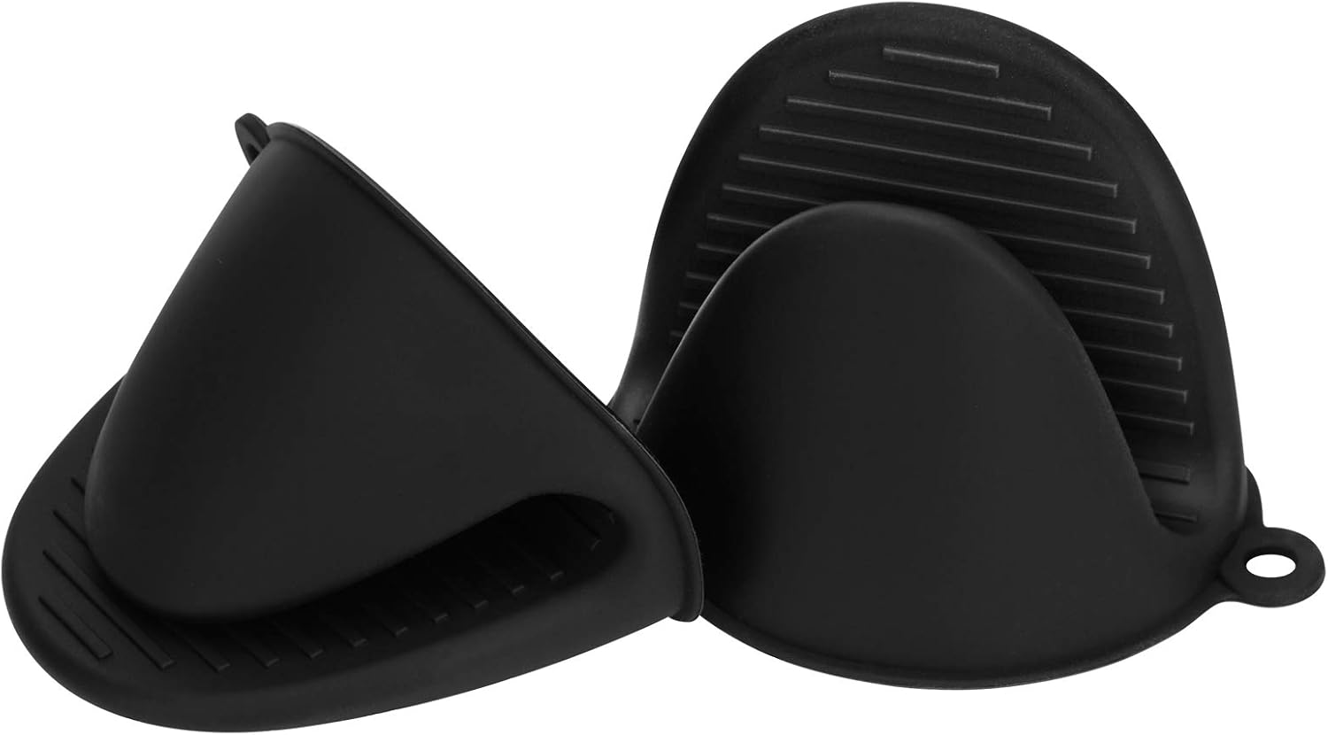 Silicone Oven Mitts Pot Holders Sets for Kitchen Heat Resistant Small Kitchen Mittens Rubber Air Fryer Mitts Mini Pot Pinch Grip for Cooking and Baking 1 Pair Black