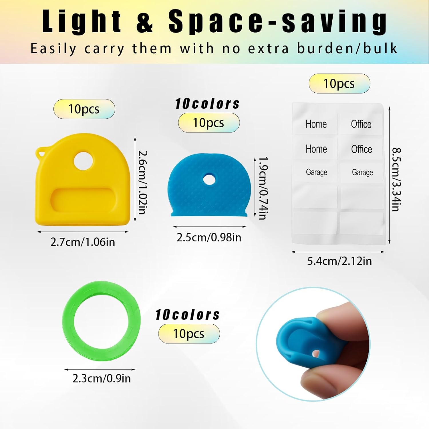 50pcs Key Cap Covers, Silicone Colorful Key Tags Identifiers Protectors - Assorted Colors Key Caps Coding Rings for House Office Labels Tags Universal Fit for Round Square Triangle Types 3 Styles