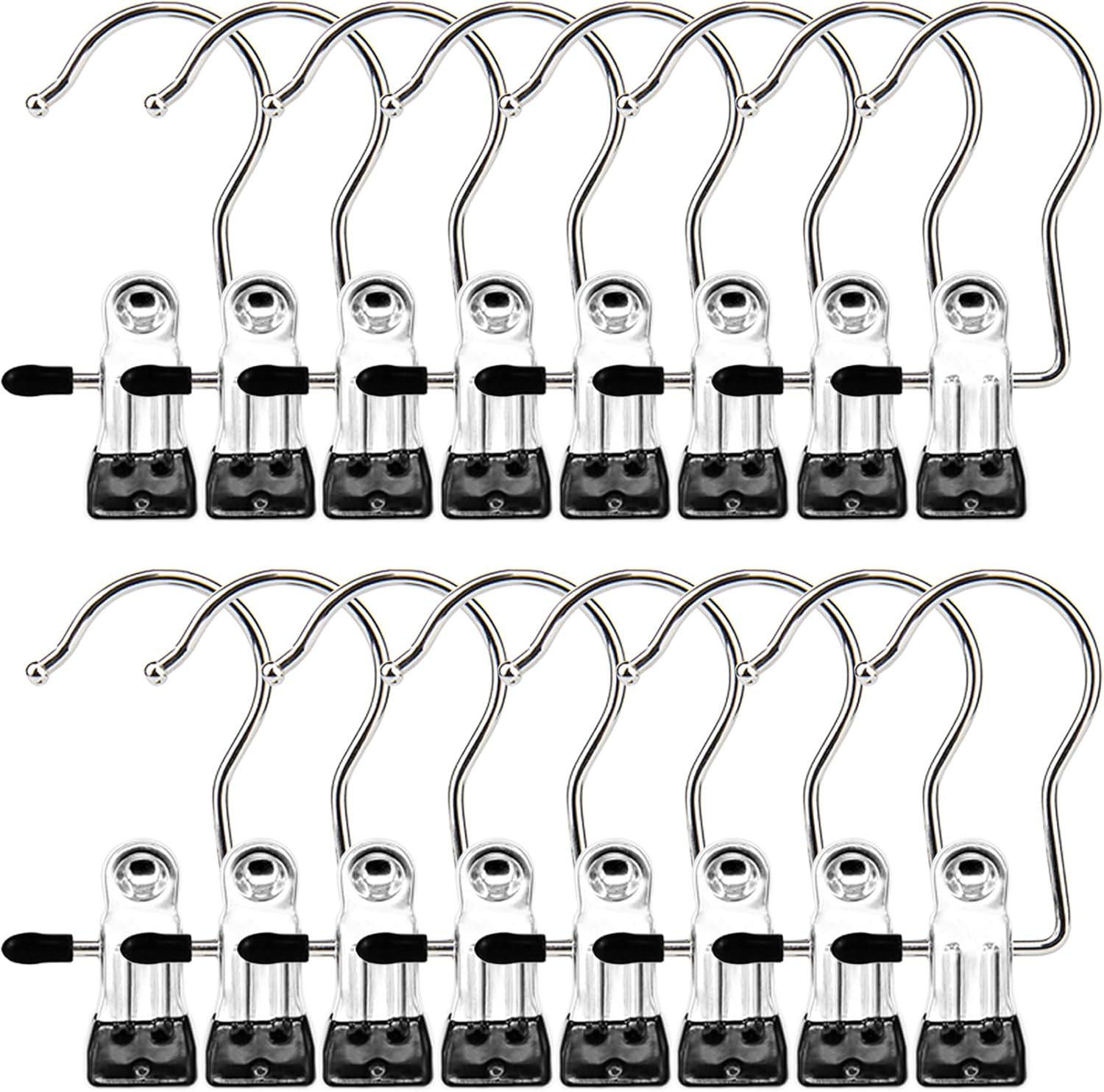 Boot Hangers Clips, 16 Pack Laundry Hooks Hanging Clips Clothes Pins Closet Hanger Organizer Clamps Socks Towel Clips Heavy Duty Clothespins Bulk Hanger Clips for Closet Travel Pants Socks Handbags