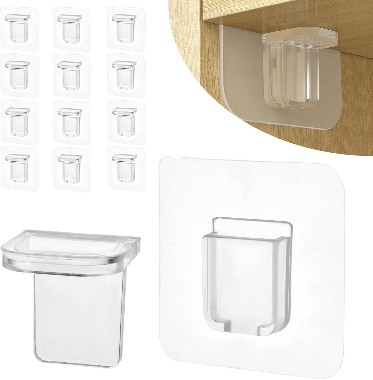 12 Pcs Punch Free Shelf Support Pegs Self Adhesive Shelves Clips Shelf Pegs for Shelves No Drill Shelf Bracket Holders Pin for Kitchen Cabinet Book Shelves Closet Clapboard Layer 1-Peg
