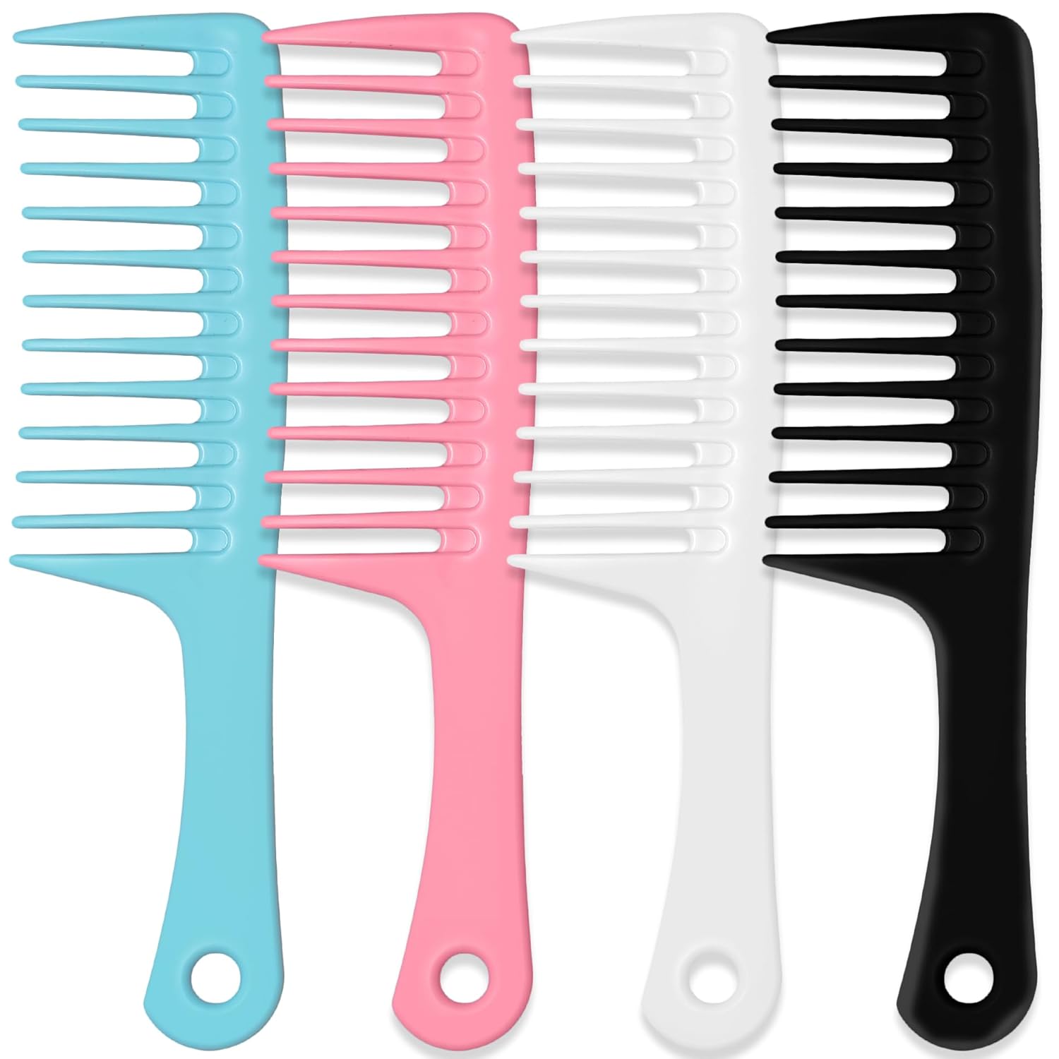 MODENGKGJIAN 4PCS Wide Tooth Detangling Comb, Large Hair Styling Comb for Curly, Wet, Lg Hair Multi-colored, Polypropylene, Handgrip